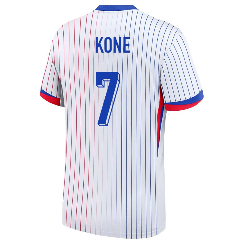 Danxen Mujer Camiseta Francia Kouadio Kone #7 Blanco 2ª Equipación 24-26 La Camisa México