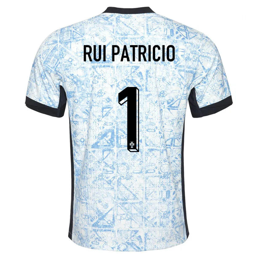 Danxen Mujer Camiseta Portugal Rui Patricio #1 Crema Azul 2ª Equipación 24-26 La Camisa México