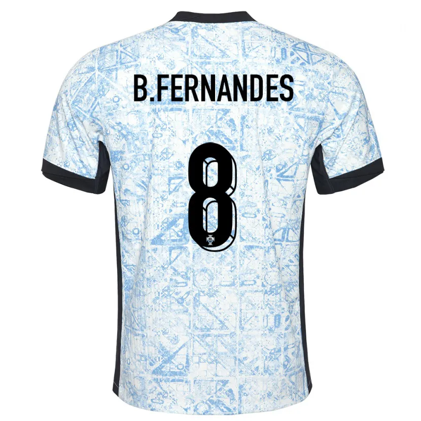 Danxen Mujer Camiseta Portugal Bruno Fernandes #8 Crema Azul 2ª Equipación 24-26 La Camisa México