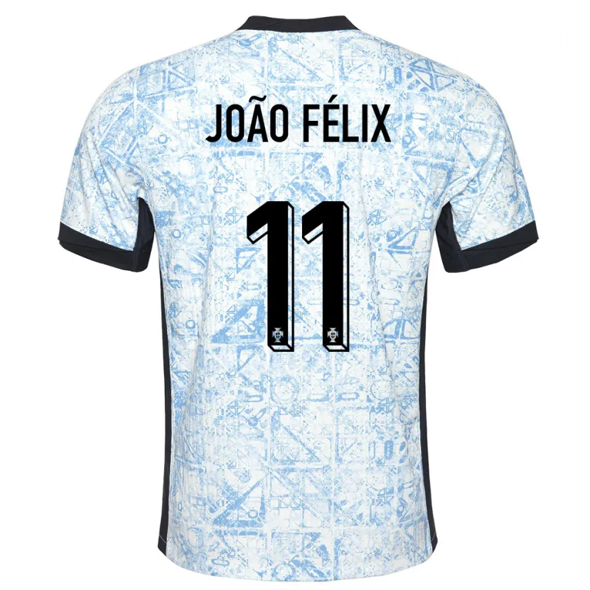 Danxen Mujer Camiseta Portugal Joao Felix #11 Crema Azul 2ª Equipación 24-26 La Camisa México
