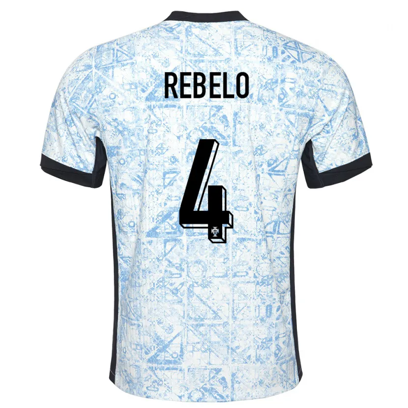 Danxen Mujer Camiseta Portugal Silvia Rebelo #4 Crema Azul 2ª Equipación 24-26 La Camisa México