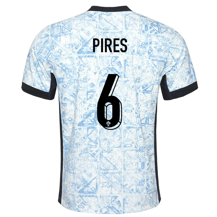 Danxen Mujer Camiseta Portugal Suzane Pires #6 Crema Azul 2ª Equipación 24-26 La Camisa México