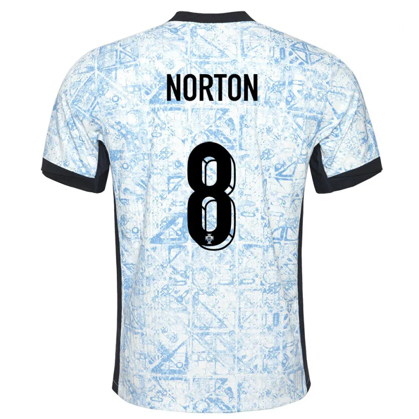 Danxen Mujer Camiseta Portugal Andreia Norton #8 Crema Azul 2ª Equipación 24-26 La Camisa México
