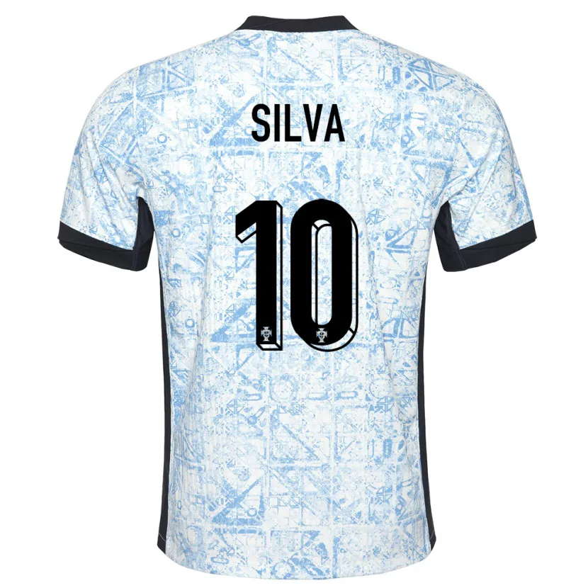 Danxen Mujer Camiseta Portugal Jessica Silva #10 Crema Azul 2ª Equipación 24-26 La Camisa México