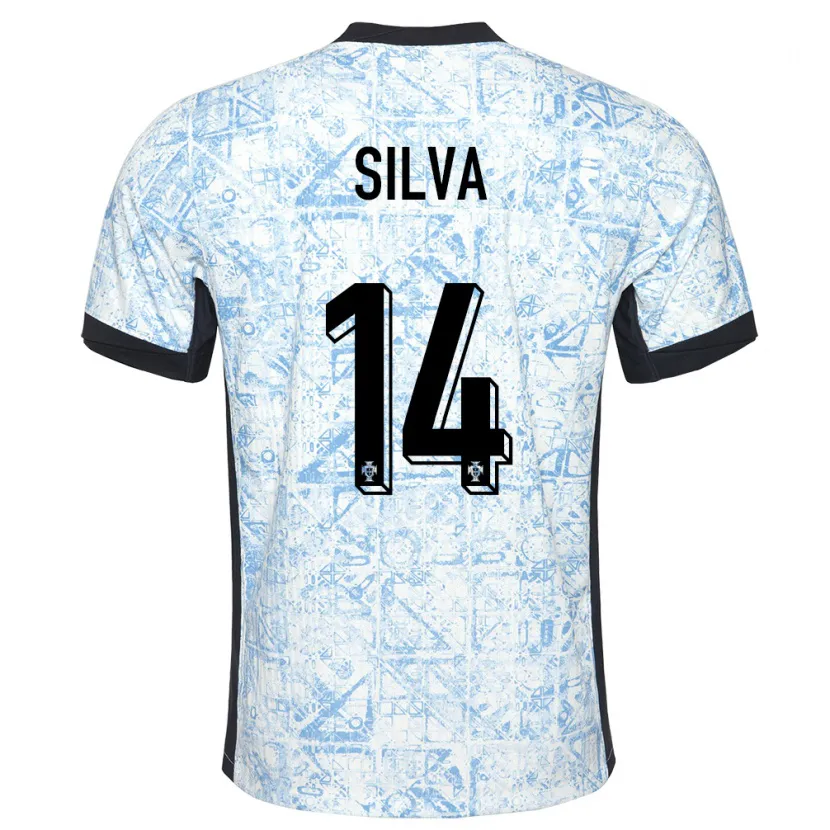 Danxen Mujer Camiseta Portugal Dolores Silva #14 Crema Azul 2ª Equipación 24-26 La Camisa México