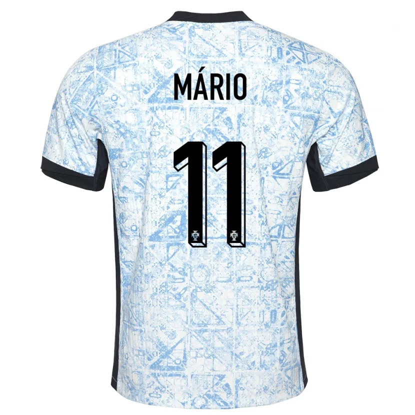 Danxen Mujer Camiseta Portugal Joao Mario #11 Crema Azul 2ª Equipación 24-26 La Camisa México