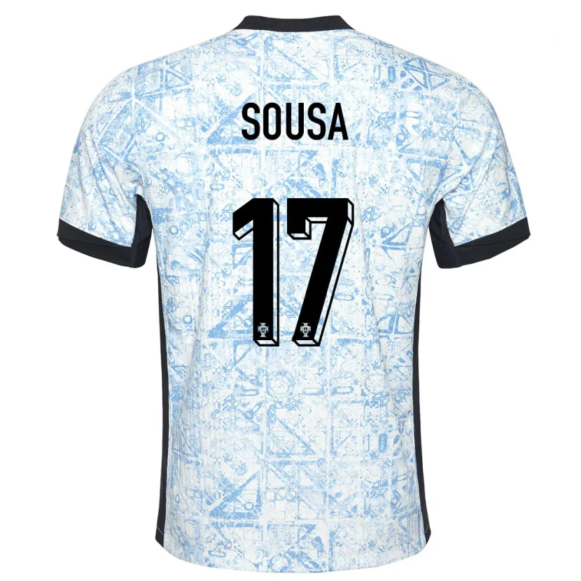 Danxen Mujer Camiseta Portugal Vasco Sousa #17 Crema Azul 2ª Equipación 24-26 La Camisa México