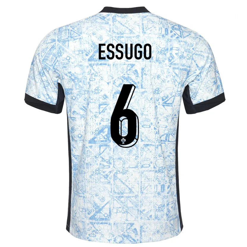 Danxen Mujer Camiseta Portugal Dario Essugo #6 Crema Azul 2ª Equipación 24-26 La Camisa México