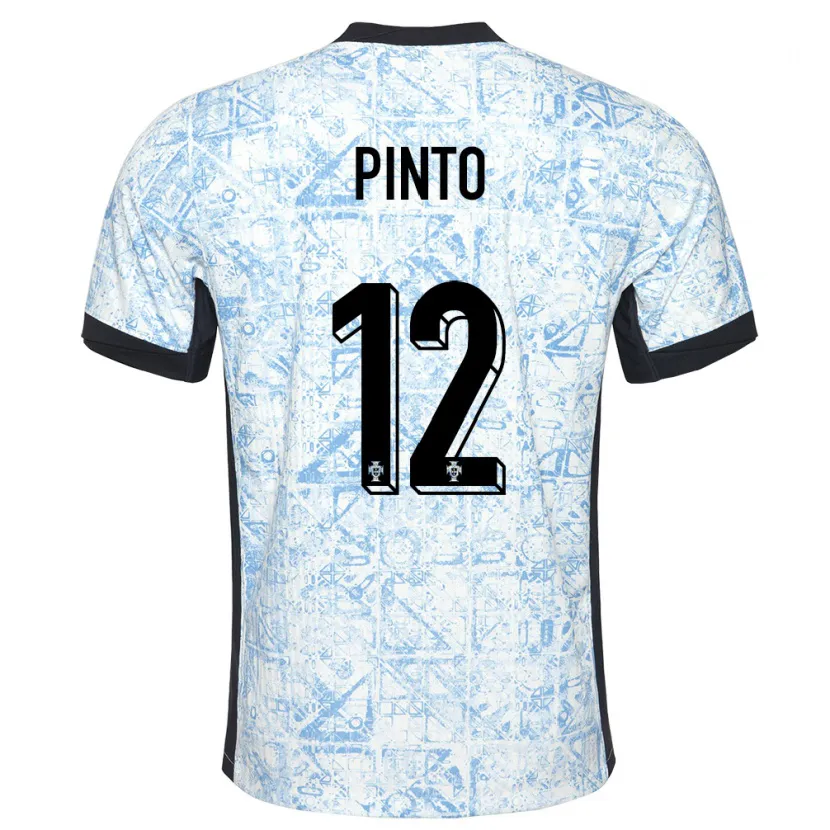 Danxen Mujer Camiseta Portugal Diogo Pinto #12 Crema Azul 2ª Equipación 24-26 La Camisa México