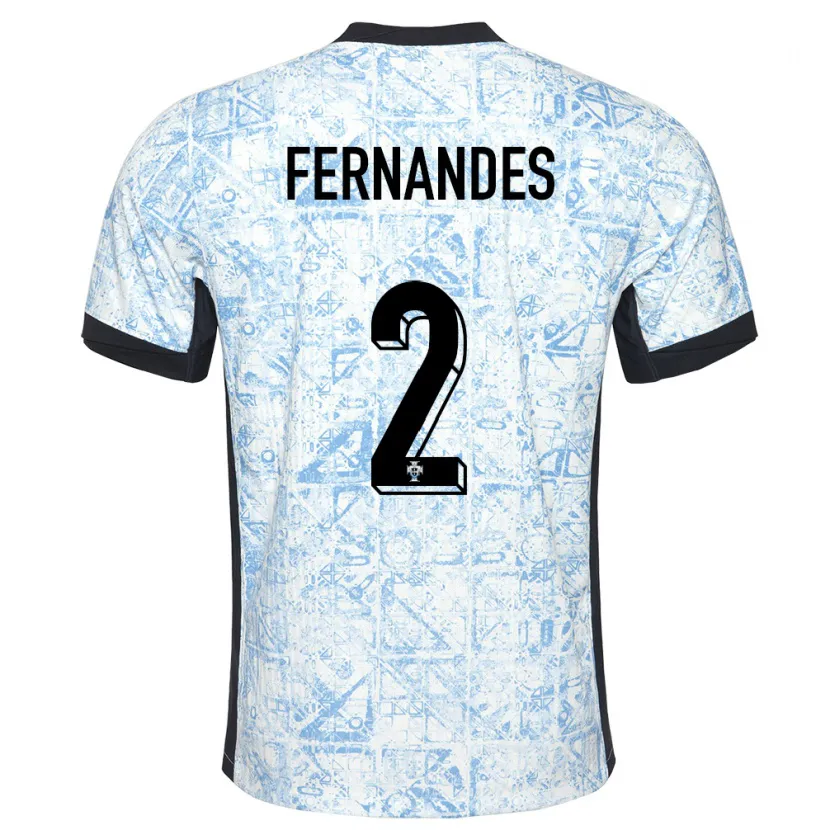 Danxen Mujer Camiseta Portugal Martim Fernandes #2 Crema Azul 2ª Equipación 24-26 La Camisa México