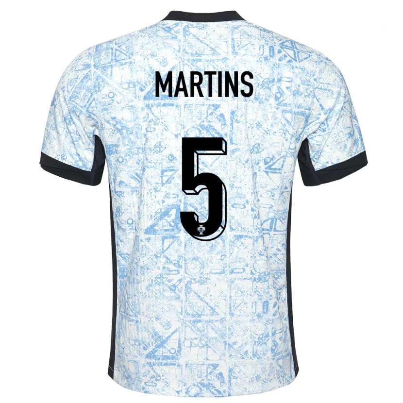Danxen Mujer Camiseta Portugal Leandro Martins #5 Crema Azul 2ª Equipación 24-26 La Camisa México