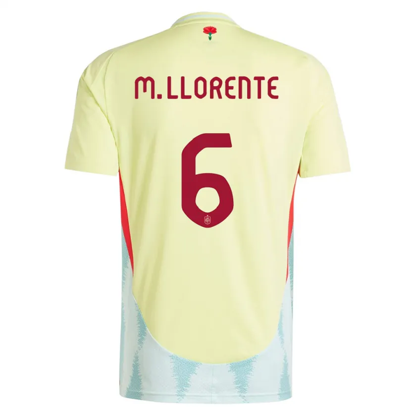 Danxen Mujer Camiseta España Marcos Llorente #6 Amarillo 2ª Equipación 24-26 La Camisa México