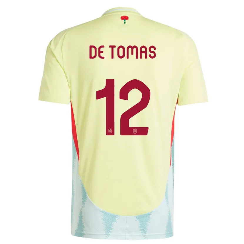 Danxen Mujer Camiseta España Raul De Tomas #12 Amarillo 2ª Equipación 24-26 La Camisa México