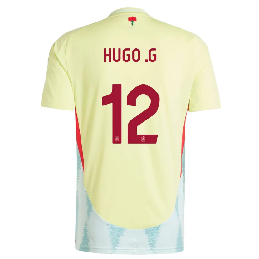 Danxen Mujer Camiseta España Hugo Guillamon #12 Amarillo 2ª Equipación 24-26 La Camisa México