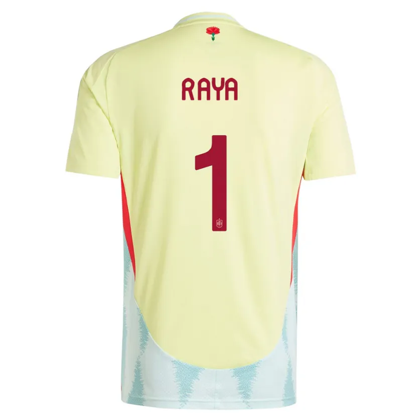 Danxen Mujer Camiseta España David Raya #1 Amarillo 2ª Equipación 24-26 La Camisa México