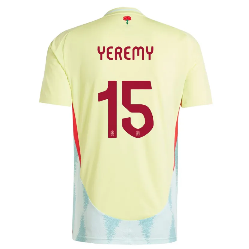 Danxen Mujer Camiseta España Yeremy Pino #15 Amarillo 2ª Equipación 24-26 La Camisa México