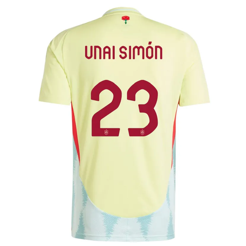 Danxen Mujer Camiseta España Unai Simon #23 Amarillo 2ª Equipación 24-26 La Camisa México