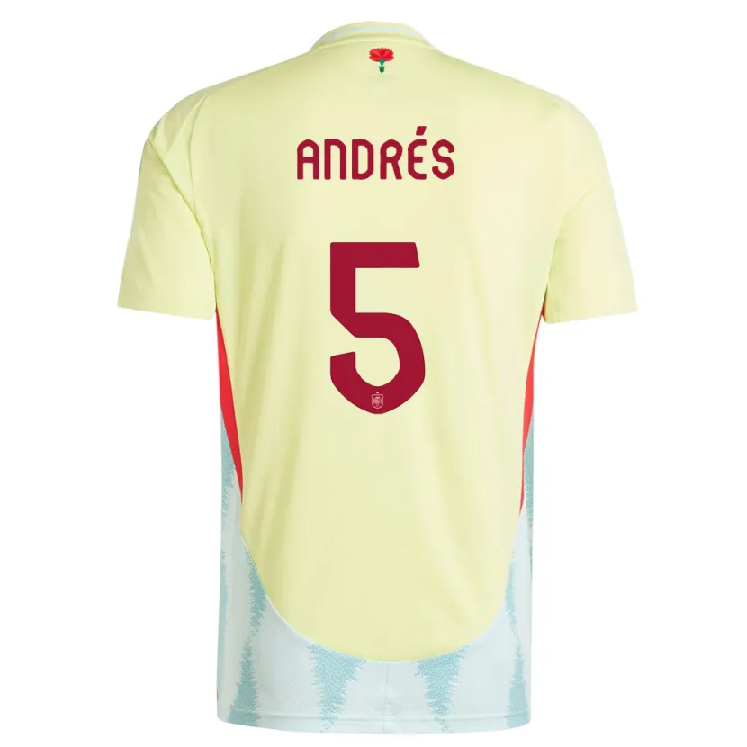 Danxen Mujer Camiseta España Ivana Andres #5 Amarillo 2ª Equipación 24-26 La Camisa México