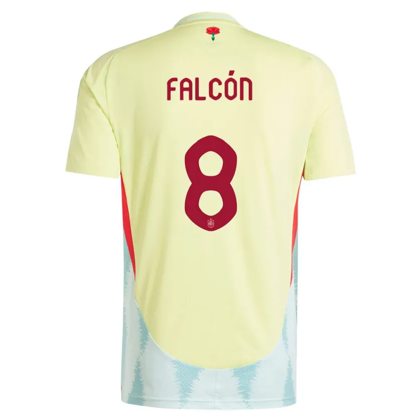 Danxen Mujer Camiseta España Andrea Falcon #8 Amarillo 2ª Equipación 24-26 La Camisa México