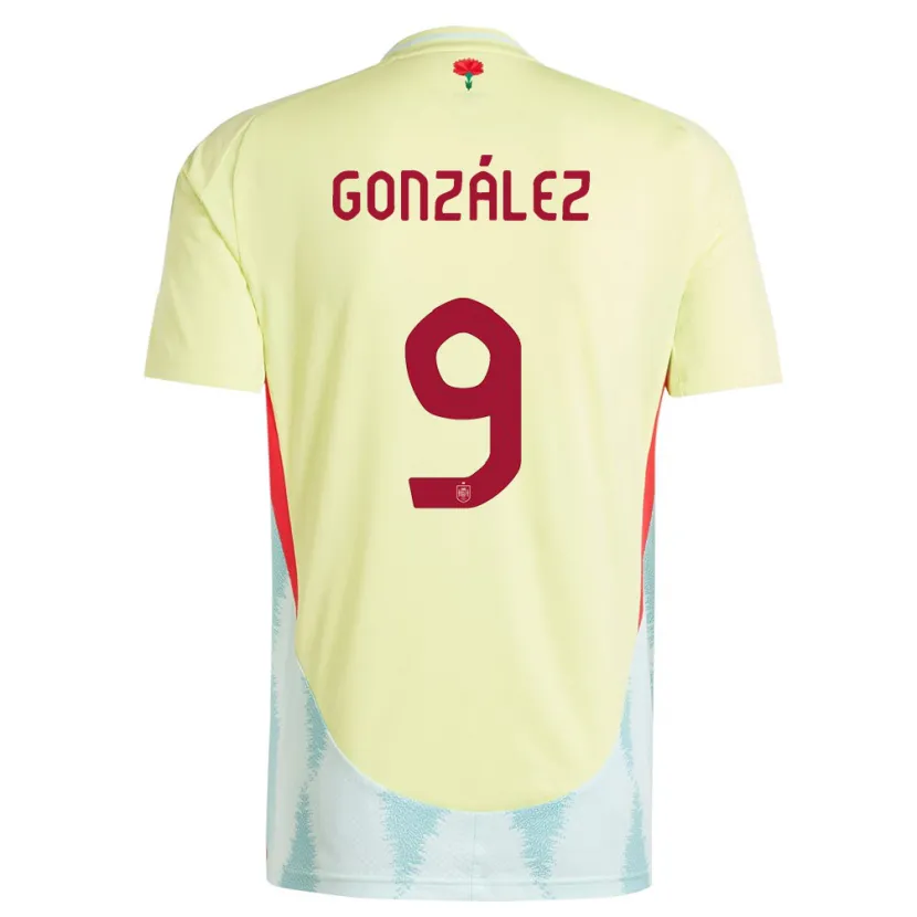Danxen Mujer Camiseta España Esther Gonzalez #9 Amarillo 2ª Equipación 24-26 La Camisa México