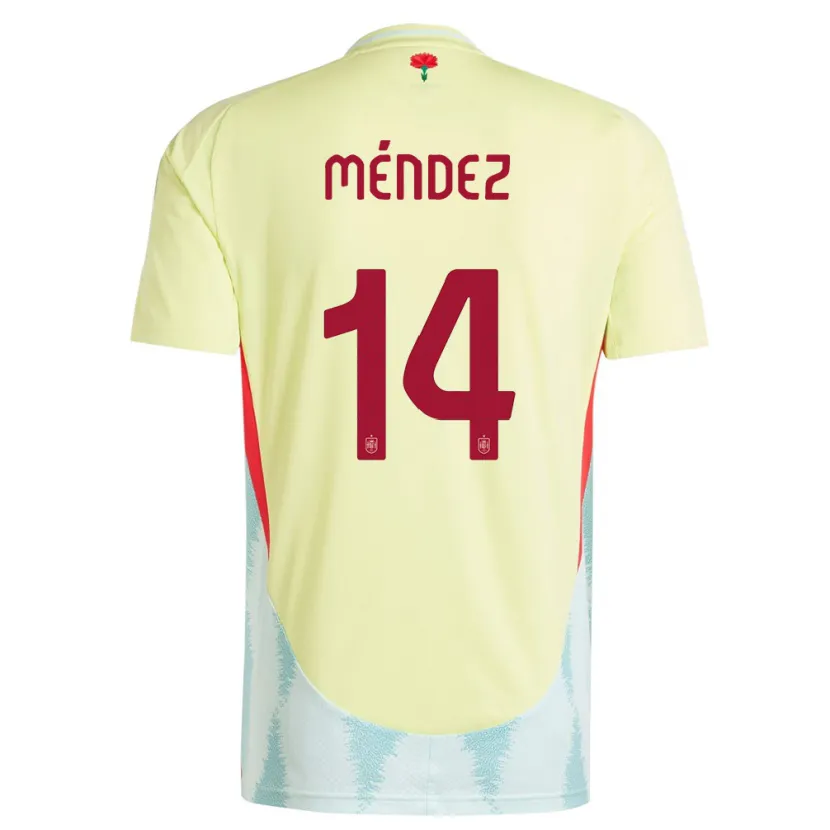 Danxen Mujer Camiseta España Maria Mendez #14 Amarillo 2ª Equipación 24-26 La Camisa México
