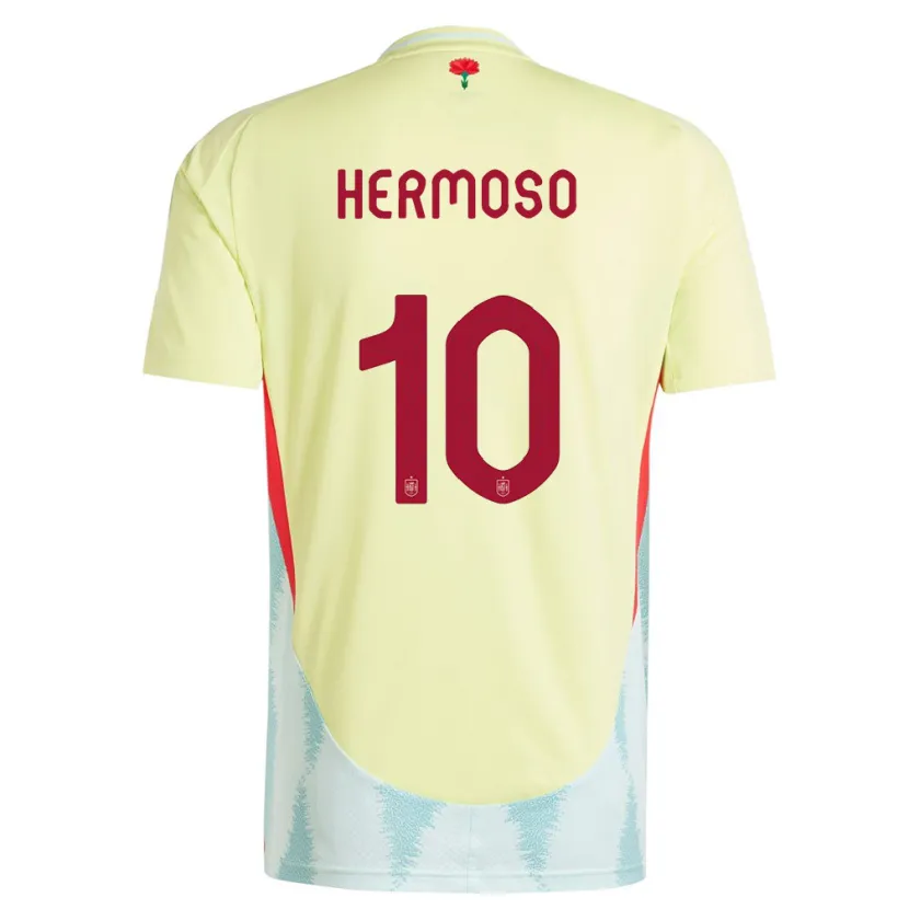 Danxen Mujer Camiseta España Jennifer Hermoso #10 Amarillo 2ª Equipación 24-26 La Camisa México