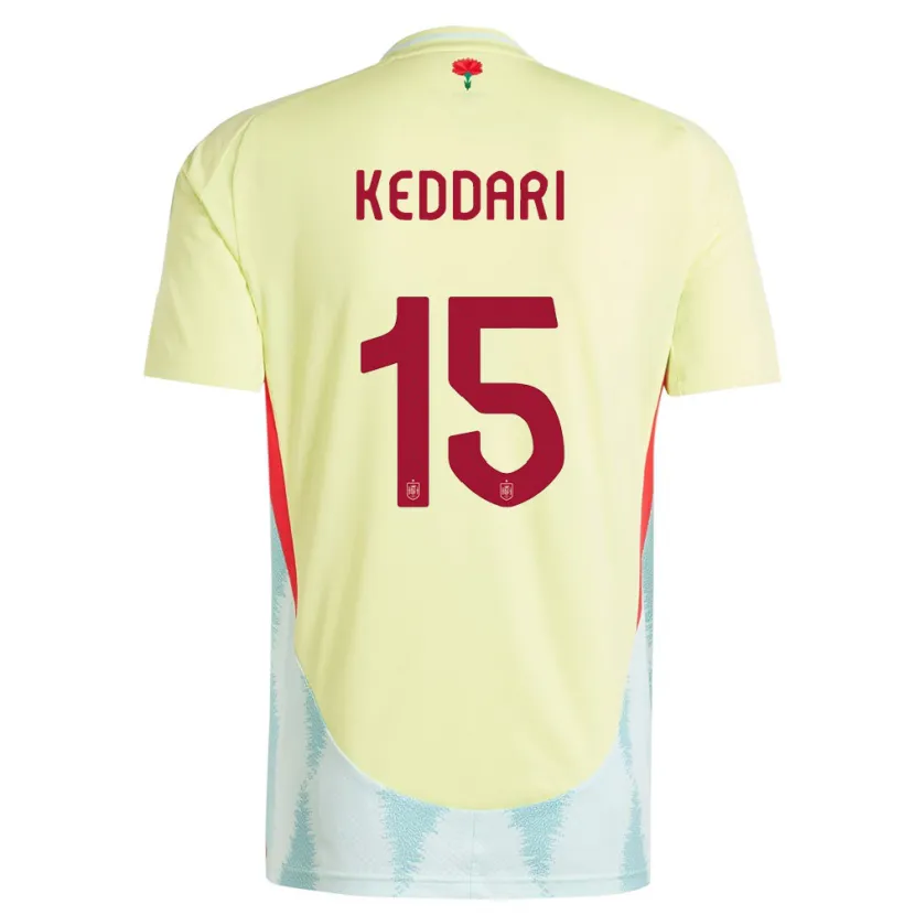 Danxen Mujer Camiseta España Wassim Keddari #15 Amarillo 2ª Equipación 24-26 La Camisa México