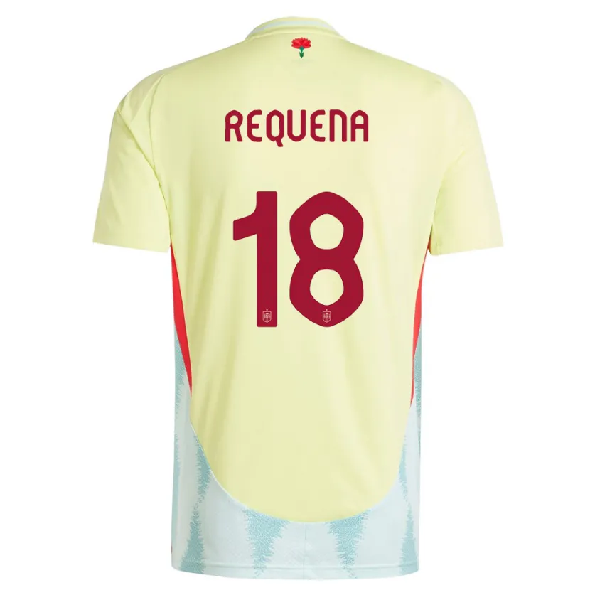 Danxen Mujer Camiseta España Daniel Requena #18 Amarillo 2ª Equipación 24-26 La Camisa México