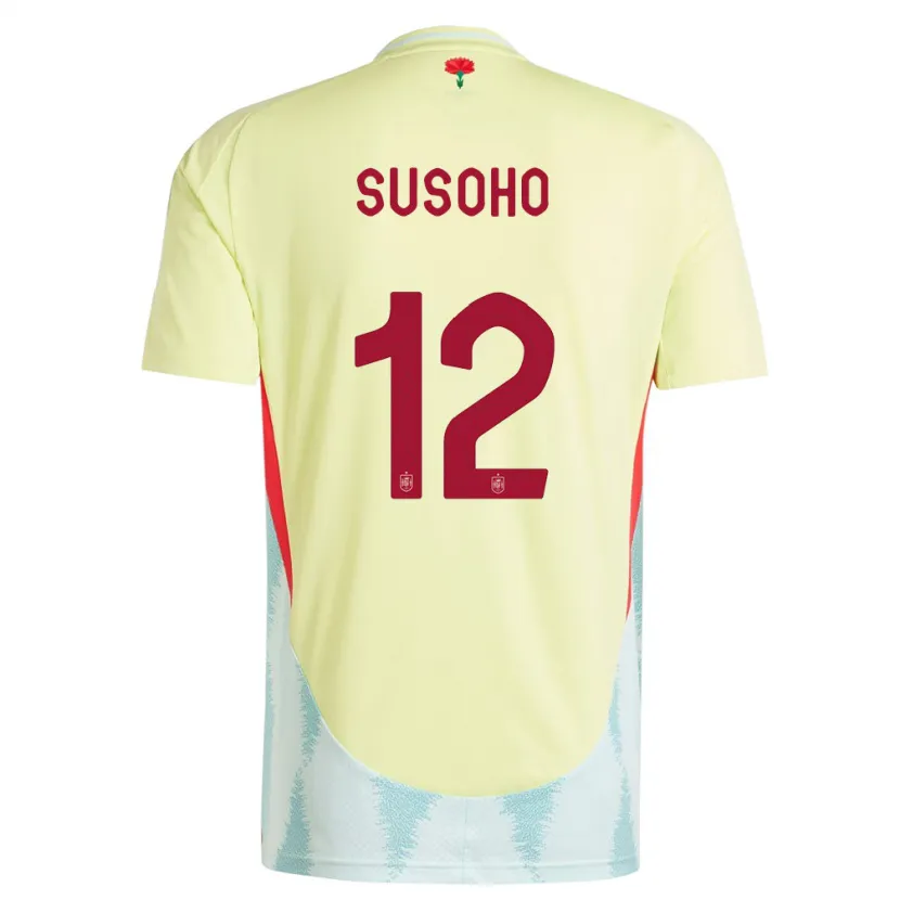 Danxen Mujer Camiseta España Mahamadou Susoho #12 Amarillo 2ª Equipación 24-26 La Camisa México