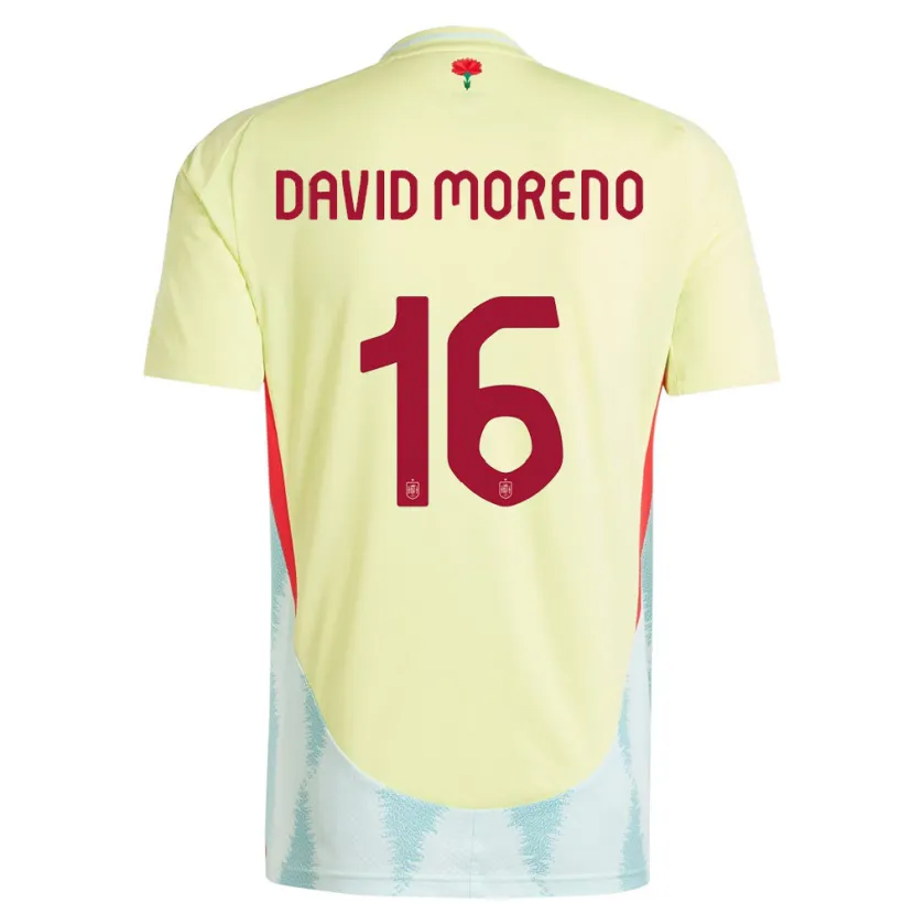 Danxen Mujer Camiseta España Antonio David Moreno #16 Amarillo 2ª Equipación 24-26 La Camisa México