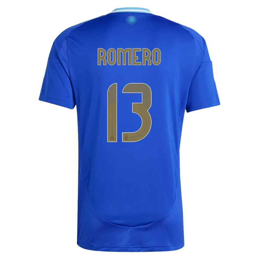 Danxen Mujer Camiseta Argentina Cristian Romero #13 Azul 2ª Equipación 24-26 La Camisa México