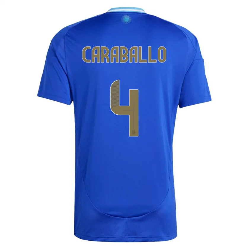 Danxen Mujer Camiseta Argentina Brian Caraballo #4 Azul 2ª Equipación 24-26 La Camisa México