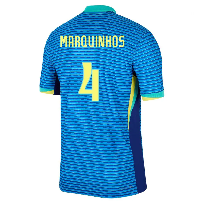 Danxen Mujer Camiseta Brasil Marquinhos #4 Azul 2ª Equipación 24-26 La Camisa México