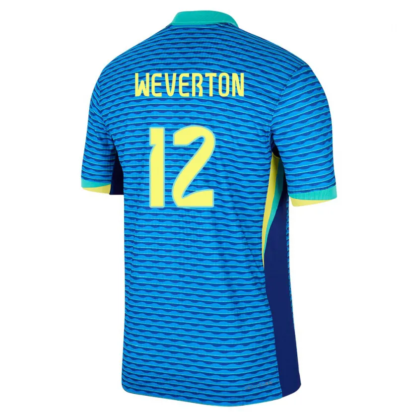 Danxen Mujer Camiseta Brasil Weverton #12 Azul 2ª Equipación 24-26 La Camisa México