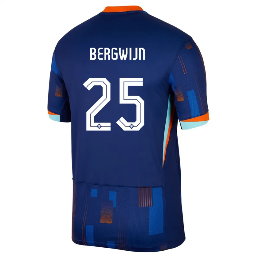 Danxen Mujer Camiseta Países Bajos Steven Bergwijn #25 Azul 2ª Equipación 24-26 La Camisa México
