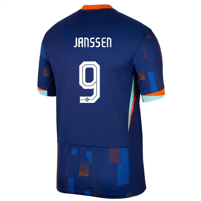 Danxen Mujer Camiseta Países Bajos Vincent Janssen #9 Azul 2ª Equipación 24-26 La Camisa México