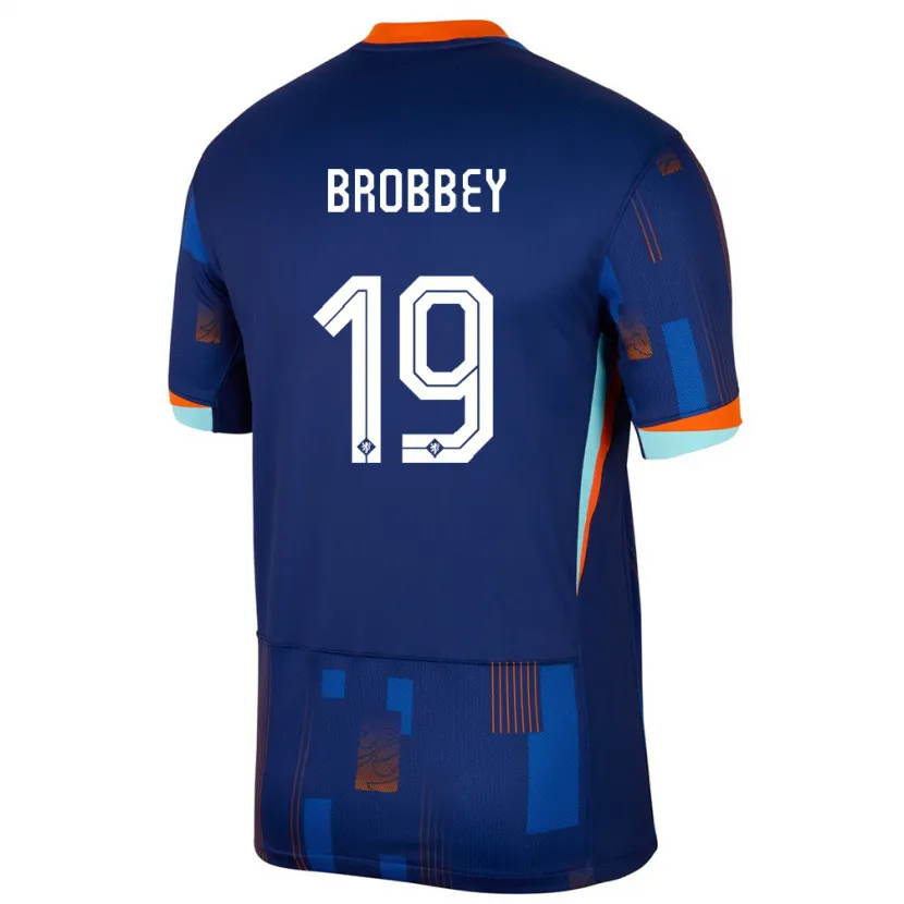 Danxen Mujer Camiseta Países Bajos Brian Brobbey #19 Azul 2ª Equipación 24-26 La Camisa México