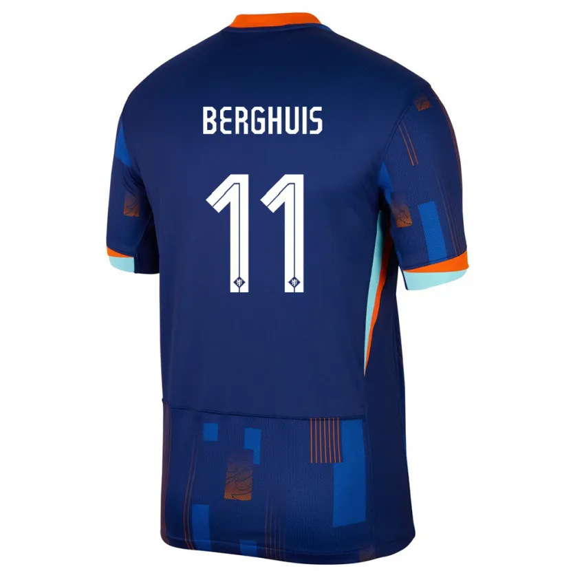 Danxen Mujer Camiseta Países Bajos Steven Berghuis #11 Azul 2ª Equipación 24-26 La Camisa México