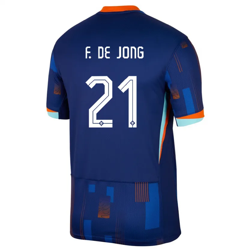 Danxen Mujer Camiseta Países Bajos Frenkie De Jong #21 Azul 2ª Equipación 24-26 La Camisa México