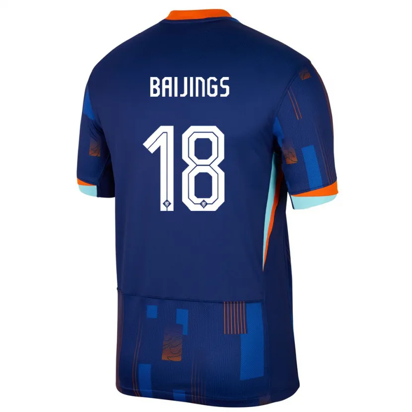 Danxen Mujer Camiseta Países Bajos Jill Baijings #18 Azul 2ª Equipación 24-26 La Camisa México