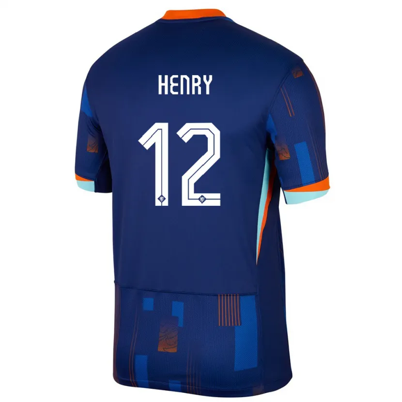 Danxen Mujer Camiseta Países Bajos Alvaro Henry #12 Azul 2ª Equipación 24-26 La Camisa México