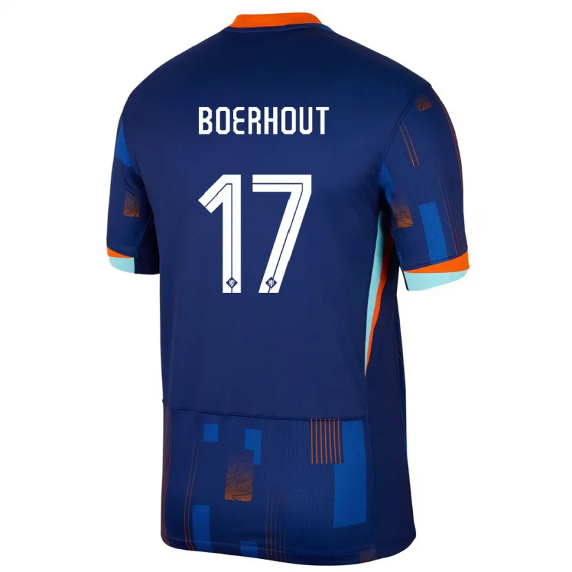 Danxen Mujer Camiseta Países Bajos Yoram Boerhout #17 Azul 2ª Equipación 24-26 La Camisa México