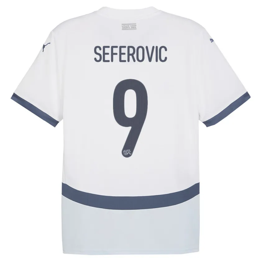 Danxen Mujer Camiseta Suiza Haris Seferovic #9 Blanco 2ª Equipación 24-26 La Camisa México