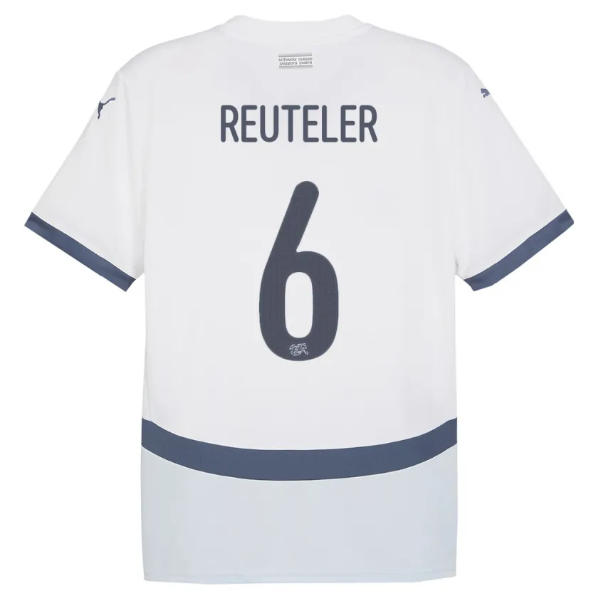 Danxen Mujer Camiseta Suiza Geraldine Reuteler #6 Blanco 2ª Equipación 24-26 La Camisa México