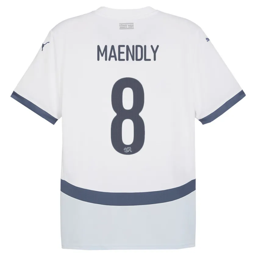 Danxen Mujer Camiseta Suiza Sandy Maendly #8 Blanco 2ª Equipación 24-26 La Camisa México