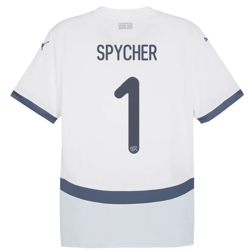 Danxen Mujer Camiseta Suiza Tim Spycher #1 Blanco 2ª Equipación 24-26 La Camisa México