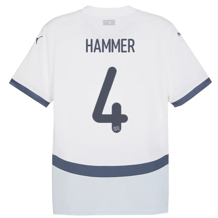 Danxen Mujer Camiseta Suiza Pascal Hammer #4 Blanco 2ª Equipación 24-26 La Camisa México