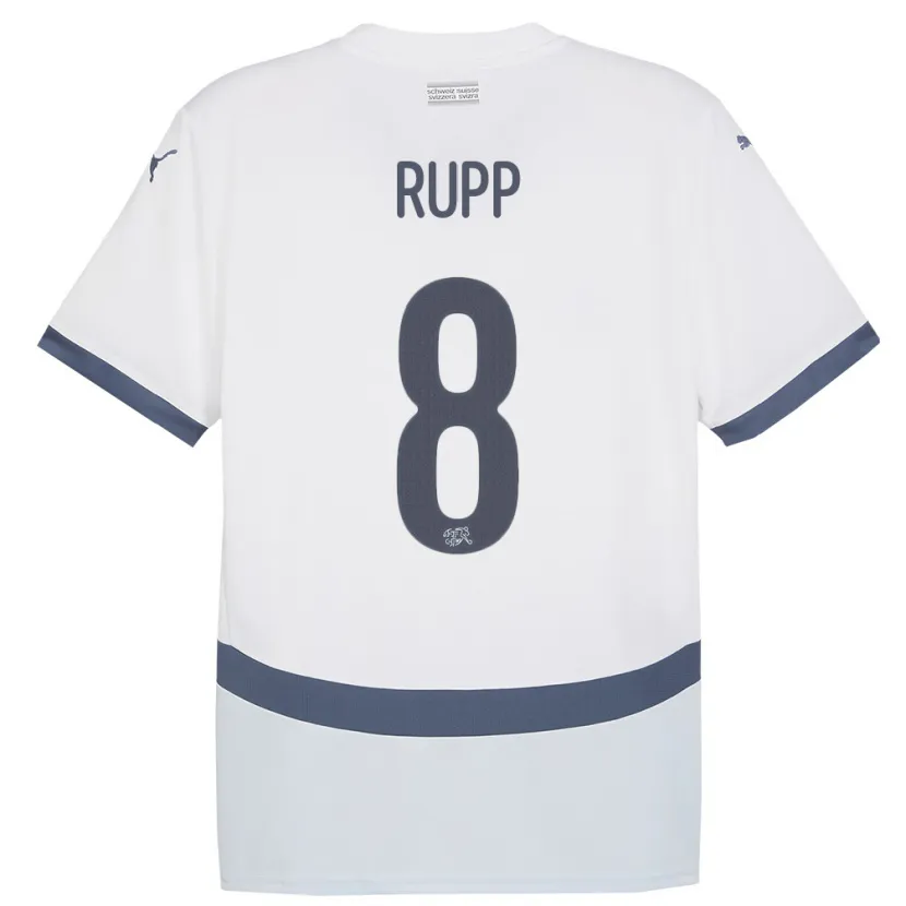 Danxen Mujer Camiseta Suiza Noah Rupp #8 Blanco 2ª Equipación 24-26 La Camisa México