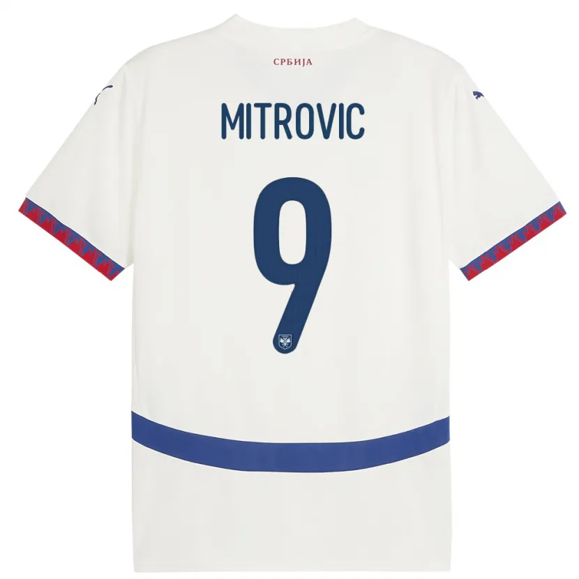 Danxen Mujer Camiseta Serbia Aleksandar Mitrovic #9 Blanco 2ª Equipación 24-26 La Camisa México