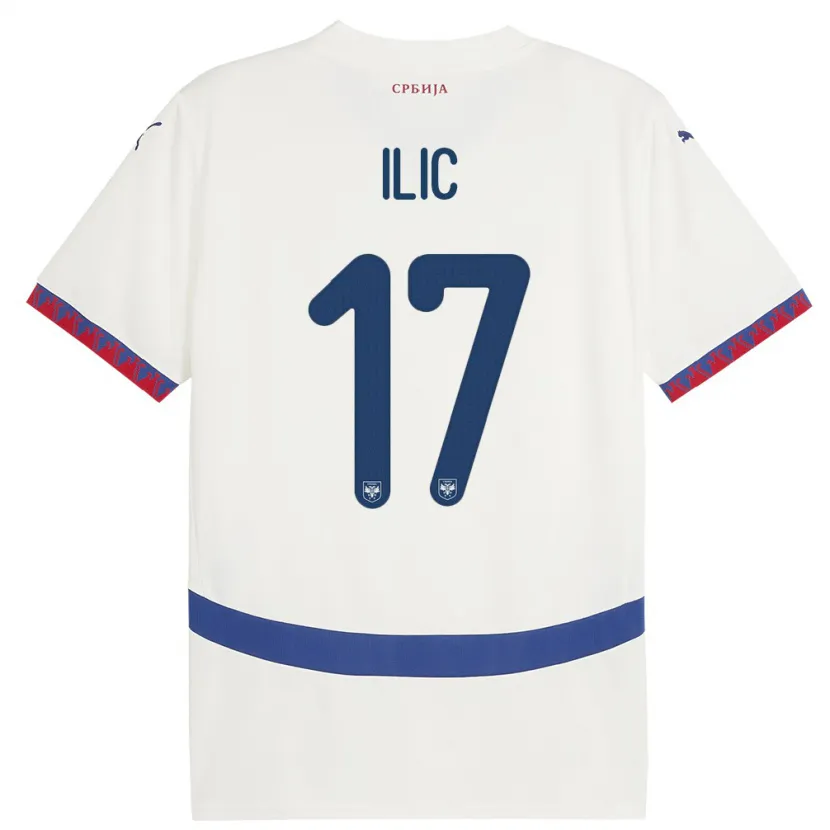 Danxen Mujer Camiseta Serbia Ivan Ilic #17 Blanco 2ª Equipación 24-26 La Camisa México